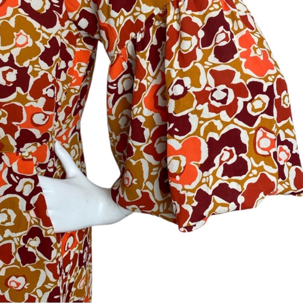 CAbi 4238 Daydream A-Line Dress Orange
Yellow Print Bishop Sleeves Button Large - Picture 13 of 16
